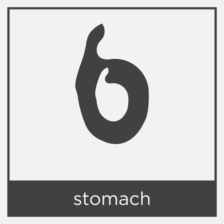 stomach icon isolated on white background with black borderのイラスト素材