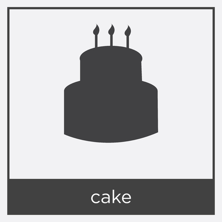 cake icon isolated on white background with black border