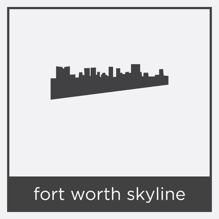 fort worth skyline icon isolated on white background with gray frame, sign and symbolのイラスト素材