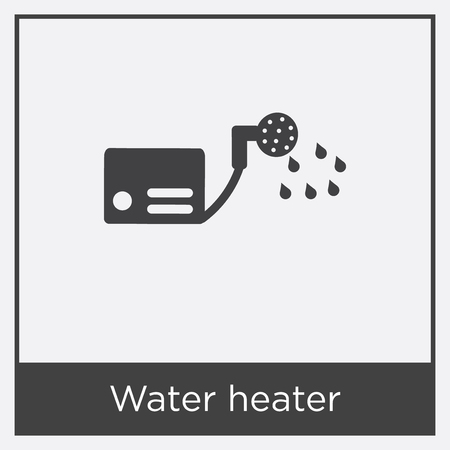 Water heater icon isolated on white background with gray frame, sign and symbolのイラスト素材