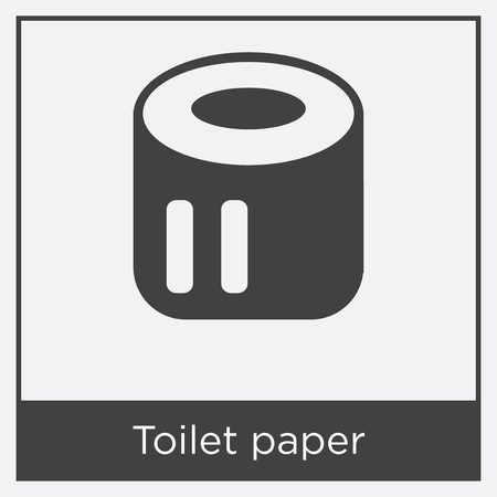 Toilet paper icon isolated on white background with gray frame, sign and symbol.のイラスト素材