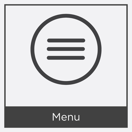 Menu icon isolated on white background with gray frame, sign and symbol.のイラスト素材