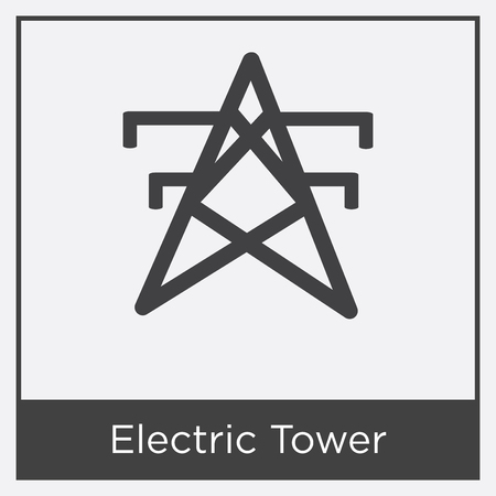 Electric Tower icon isolated on white background with gray frame, sign and symbolのイラスト素材