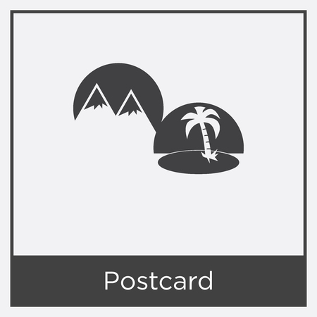 Postcard icon isolated on white background with gray frame, sign and symbolのイラスト素材
