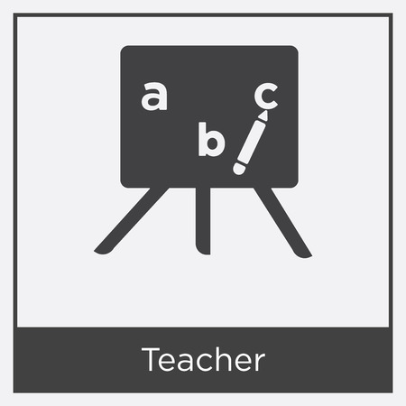 Teacher icon isolated on white background with gray frame, sign and symbolのイラスト素材