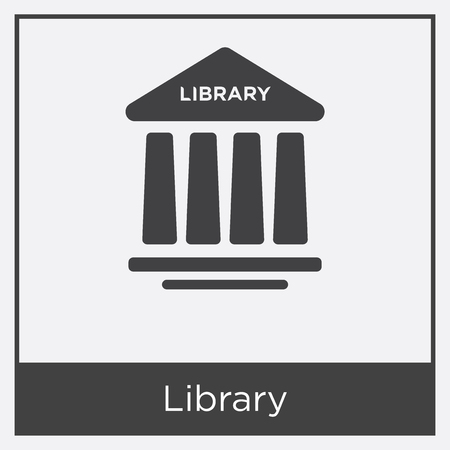 Library icon isolated on white background with gray frame, sign and symbol.のイラスト素材