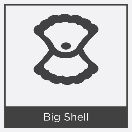 Big Shell icon isolated on white background with gray frame, sign and symbol.のイラスト素材