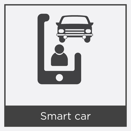 Smart car icon isolated on white background with gray frame, sign and symbol.のイラスト素材