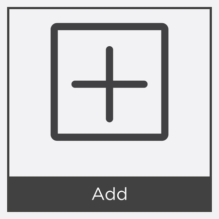 Add icon isolated on white background with gray frame, sign and symbol.のイラスト素材