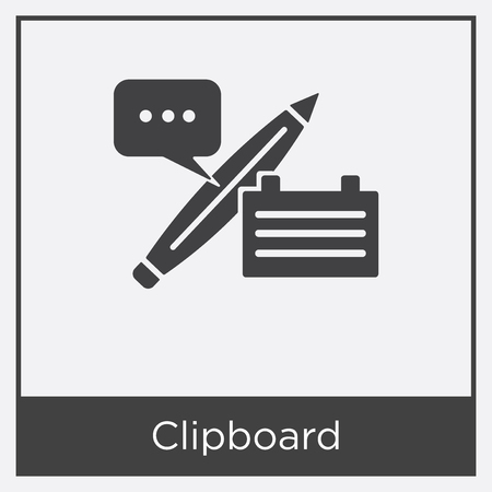 Clipboard icon isolated on white background with gray frame, sign and symbol.のイラスト素材
