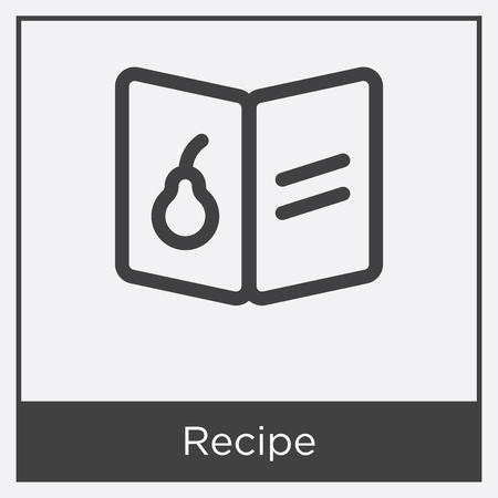 Recipe icon isolated on white background with gray frame, sign and symbol.のイラスト素材