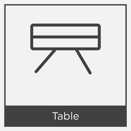 Table icon isolated on white background with gray frame, sign and symbol.のイラスト素材