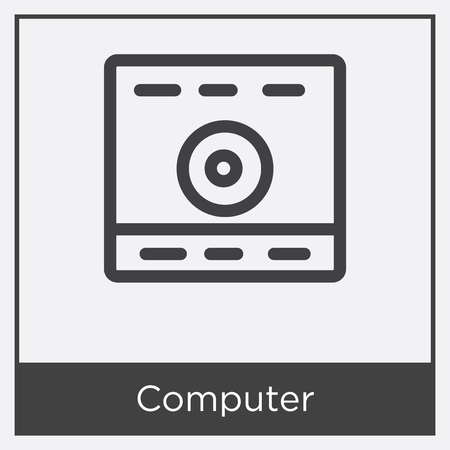 Computer icon isolated on white background with gray frame, sign and symbol.のイラスト素材