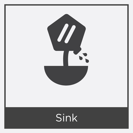 Sink icon isolated on white background with gray frame, sign and symbol.のイラスト素材