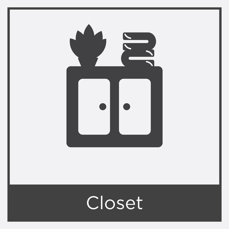 Closet icon isolated on white background with gray frame, sign and symbol.のイラスト素材