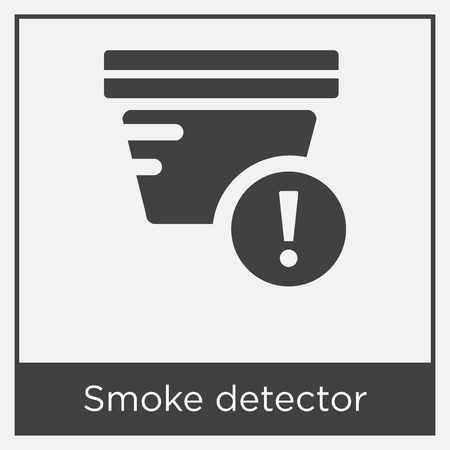 Smoke detector icon isolated on white background with gray frame, sign and symbol.のイラスト素材