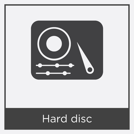 Hard disc icon isolated on white background with gray frame, sign and symbolのイラスト素材