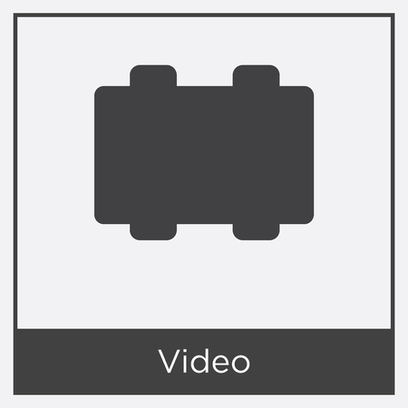 Video icon isolated on white background with gray frame, sign and symbol.のイラスト素材