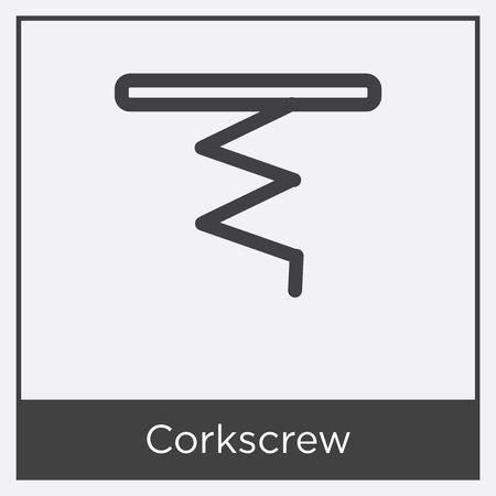 Corkscrew icon isolated on white background with gray frame, sign and symbolのイラスト素材