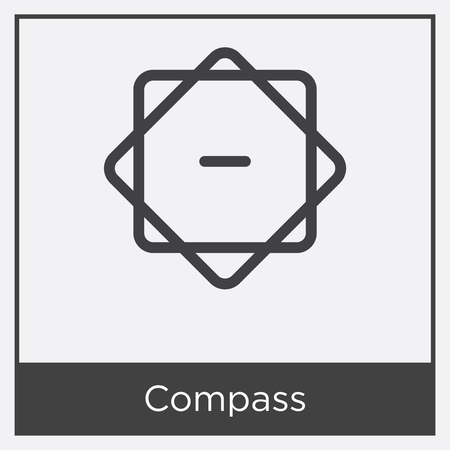 Compass icon isolated on white background with gray frame, sign and symbol.のイラスト素材