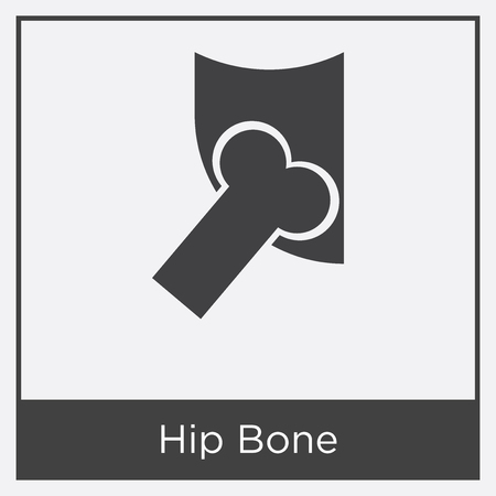 Hip bone icon isolated on white background with gray frame, sign and symbol.のイラスト素材