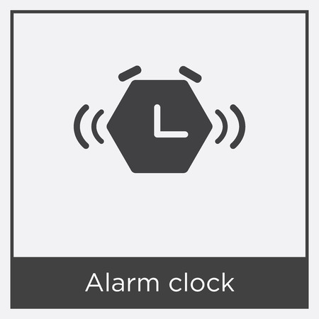 Alarm clock icon isolated on white background with gray frame, sign and symbolのイラスト素材
