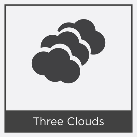 Three clouds icon isolated on white background with gray frame, sign and symbol.のイラスト素材