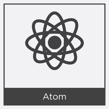 Atom icon isolated on white background with gray frame, sign and symbol.のイラスト素材
