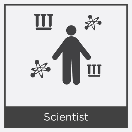 Scientist icon isolated on white background with gray frame, sign and symbolのイラスト素材