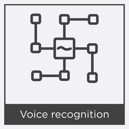 Voice recognition icon isolated on white background with gray frame, sign and symbolのイラスト素材