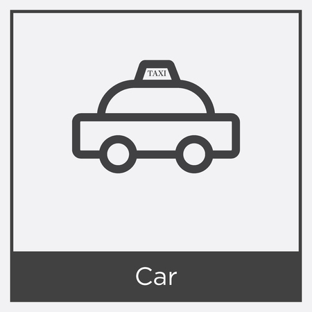 Car icon isolated on white background with gray frame, sign and symbolのイラスト素材