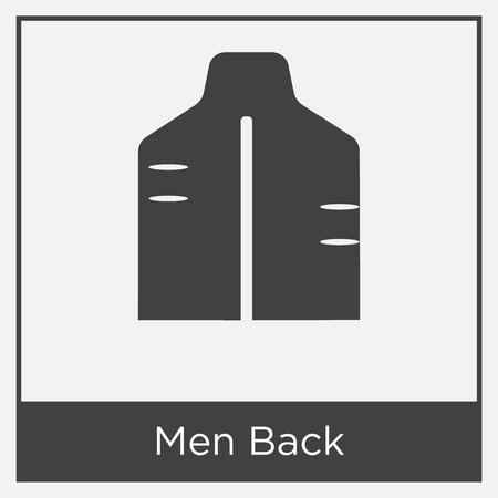 Men Back icon isolated on white background with gray frame, sign and symbolのイラスト素材