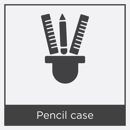Pencil case icon isolated on white background with gray frame, sign and symbolのイラスト素材