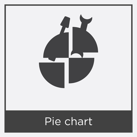Pie chart icon isolated on white background with gray frame, sign and symbolのイラスト素材