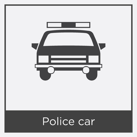 Police car icon isolated on white background with gray frame, sign and symbolのイラスト素材