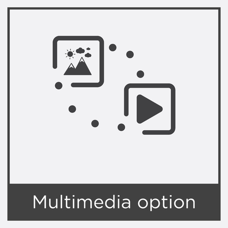 Multimedia option icon isolated on white background with gray frame, sign and symbolのイラスト素材