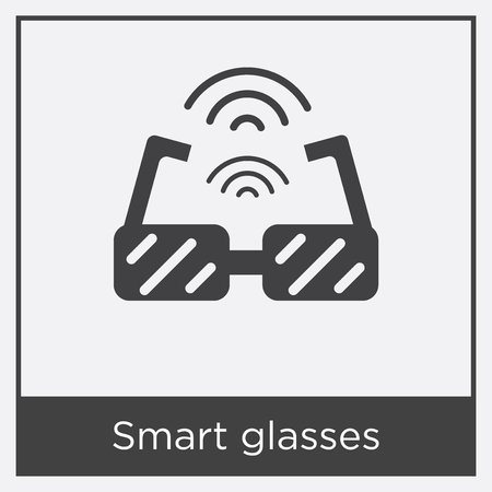 Smart glasses icon isolated on white background with gray frame, sign and symbolのイラスト素材