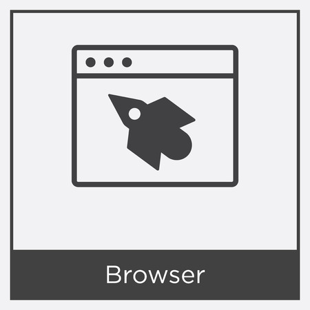 Browser icon isolated on white background with gray frame, sign and symbolのイラスト素材