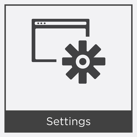 Settings icon isolated on white background with gray frame, sign and symbolのイラスト素材