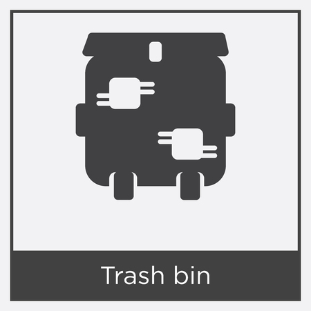 Trash bin icon isolated on white background with gray frame, sign and symbol.のイラスト素材
