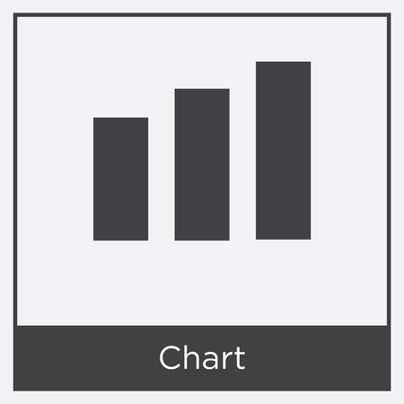 Chart icon isolated on white background with gray frame, sign and symbolのイラスト素材