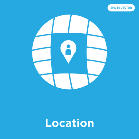Location vector icon isolated on blue background, sign and symbolのイラスト素材