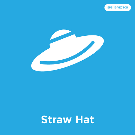 Straw Hat vector icon isolated on blue background, sign and symbolのイラスト素材