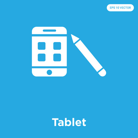 Tablet vector icon isolated on blue background, sign and symbolのイラスト素材