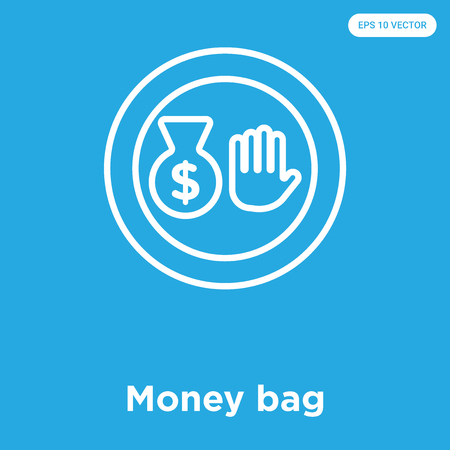 Money bag vector icon isolated on blue background, sign and symbolのイラスト素材