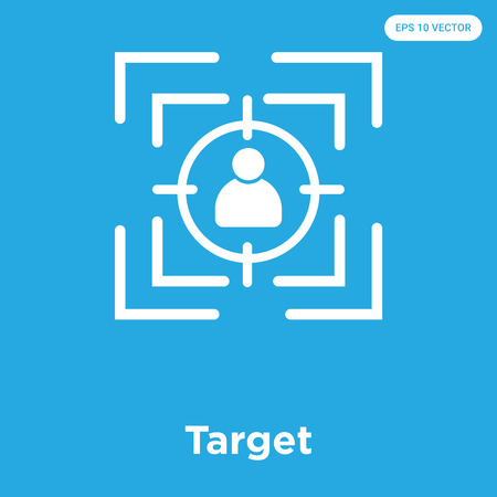 Target vector icon isolated on blue background, sign and symbolのイラスト素材