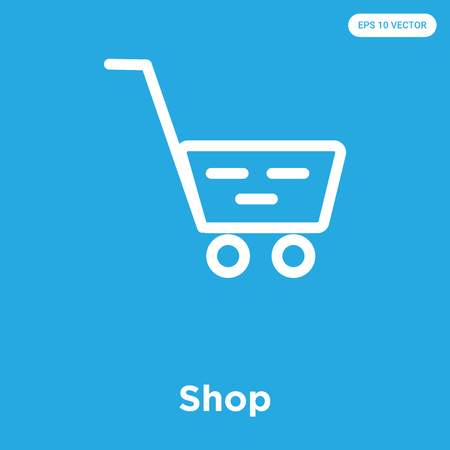 Shop vector icon isolated on blue background, sign and symbolのイラスト素材