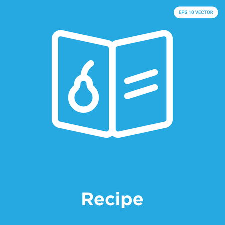 Recipe vector icon isolated on blue background, sign and symbol.のイラスト素材