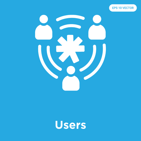 Users vector icon isolated on blue background, sign and symbolのイラスト素材