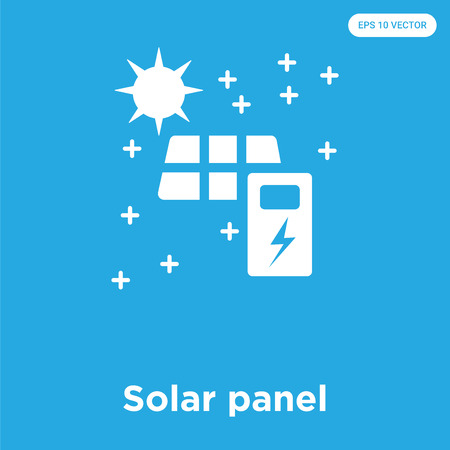 Solar panel vector icon isolated on blue background, sign and symbolのイラスト素材